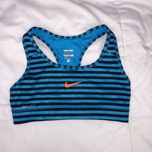 Blue and Black Striped Nike Sports Bra